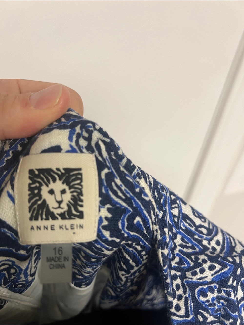 Anne Klein White & Navy Paisley Midi Dress - Picture 2 of 4